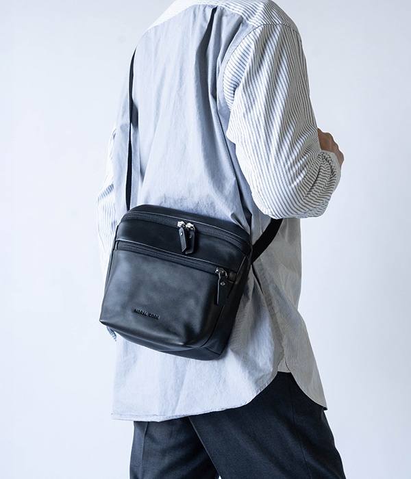 黒 レザー ショルダーバック ショルダーバッグ ボディバッグ サコッシュ レザー 本革 DENVER BLACK